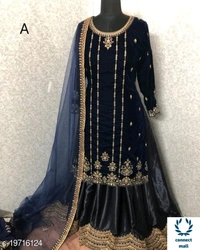 Trendy Alluring Sharara - Free Size, Maroon, Georgette, Embellished, Pack of:1